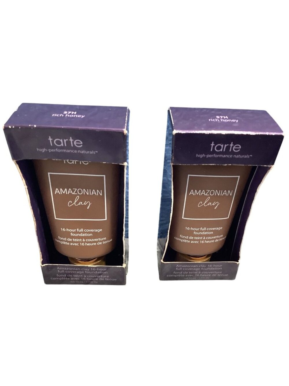 2 Tarte Amazonian Clay Foundation 57H Rich Honey 16-Hour Full Coverage Makeup